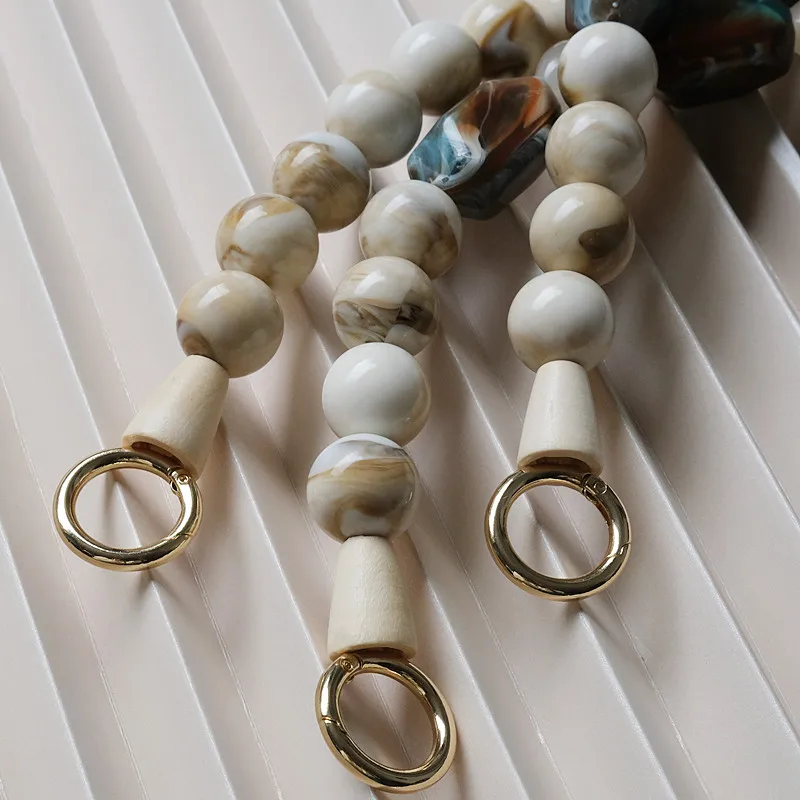 New Woman Bag Accessory Green Beige Acrylic Resin Beads Parts Luxury Handcrafted Wristband Women Replacement Bag Handle Chain