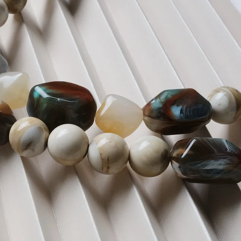 New Woman Bag Accessory Green Beige Acrylic Resin Beads Parts Luxury Handcrafted Wristband Women Replacement Bag Handle Chain