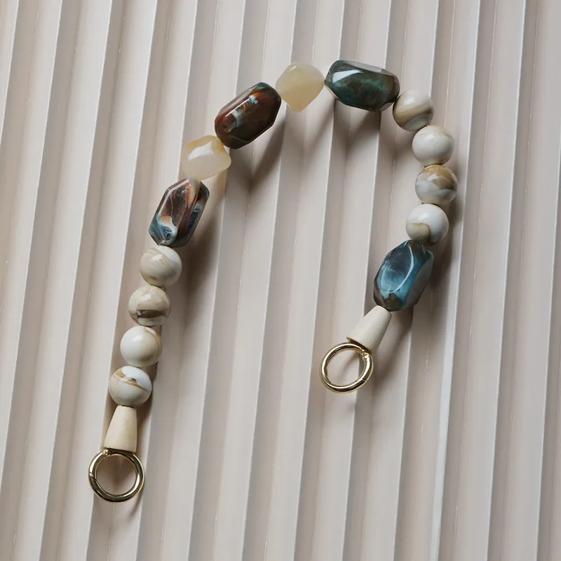 New Woman Bag Accessory Green Beige Acrylic Resin Beads Parts Luxury Handcrafted Wristband Women Replacement Bag Handle Chain