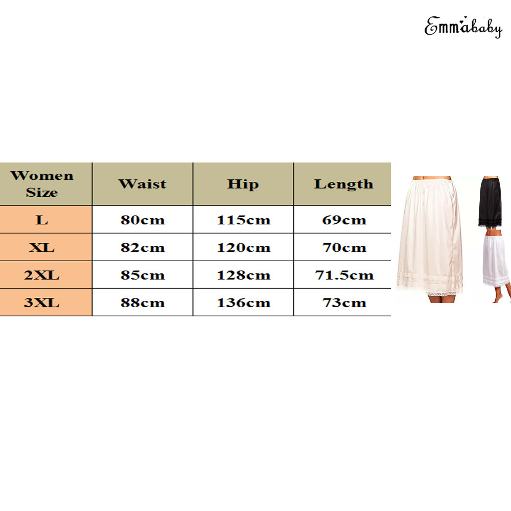 New Fashion Womens Spring Summer Lace Underskirt Smooth Skirt Petticoat Under Dress Long Skirt Safety Skirt Oversize