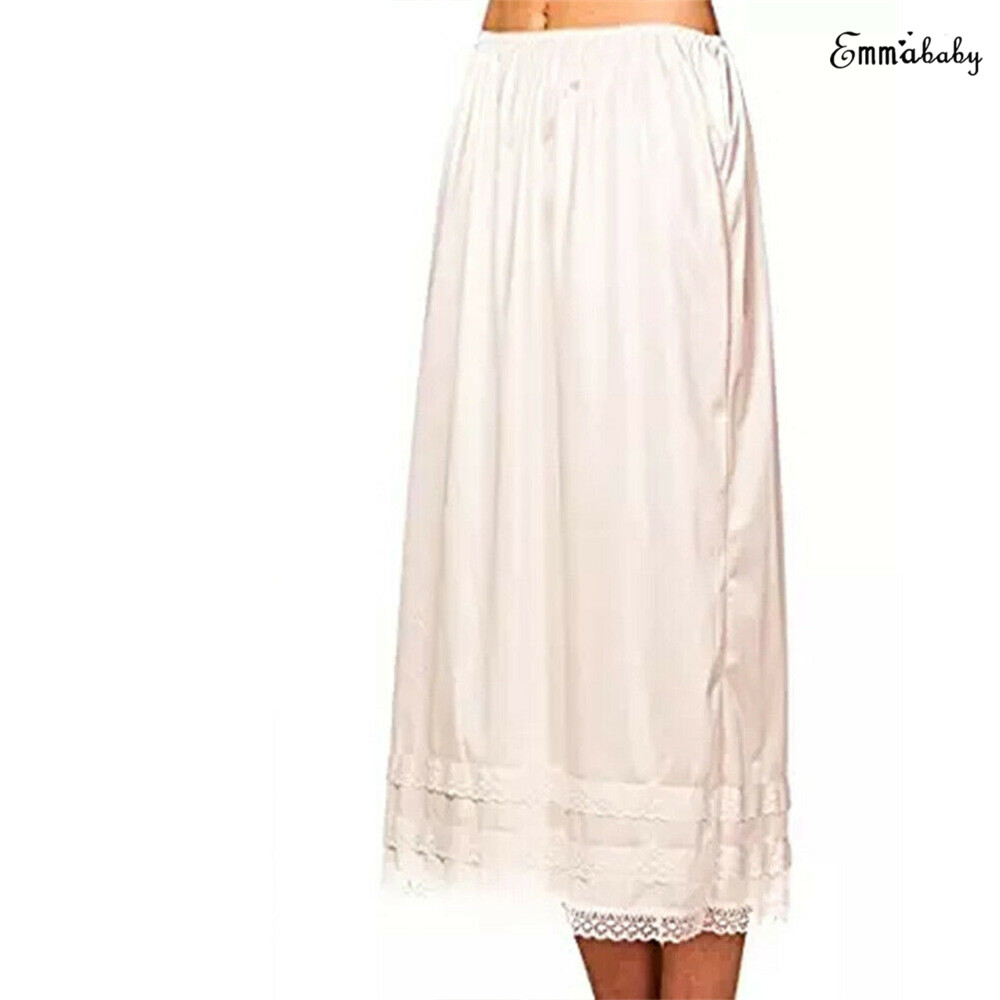 New Fashion Womens Spring Summer Lace Underskirt Smooth Skirt Petticoat Under Dress Long Skirt Safety Skirt Oversize