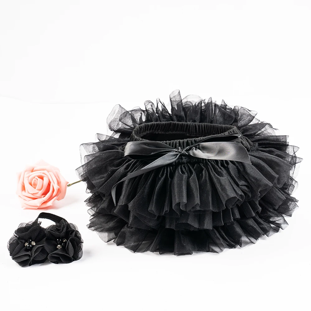Baby Girls Tulle Tutu Bloomers Infant Newborn Diapers Cover 2pcs Short Skirts+Headband Set Girls Skirts Rainbow Baby Skirt