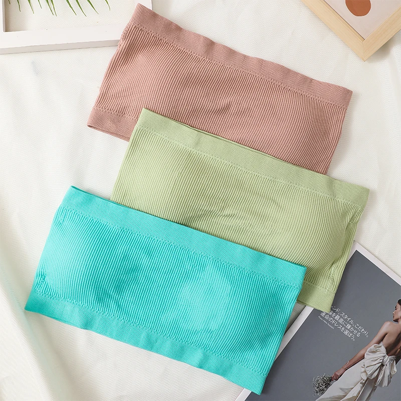 Seamless Tube Tops Women Strapless Push-Up Bra Women's Summer Bandeau Underwear Sexy Lingerie Sports Bras Solid Color Crop Tops