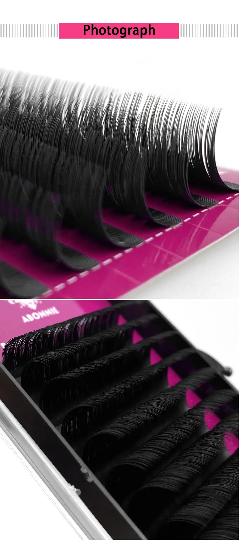 Abonnie B/C/D 12Rows Mink Hair Lashes Extension Matte Black Fluffy Silk Eyelash Extension for Beauty Makeup