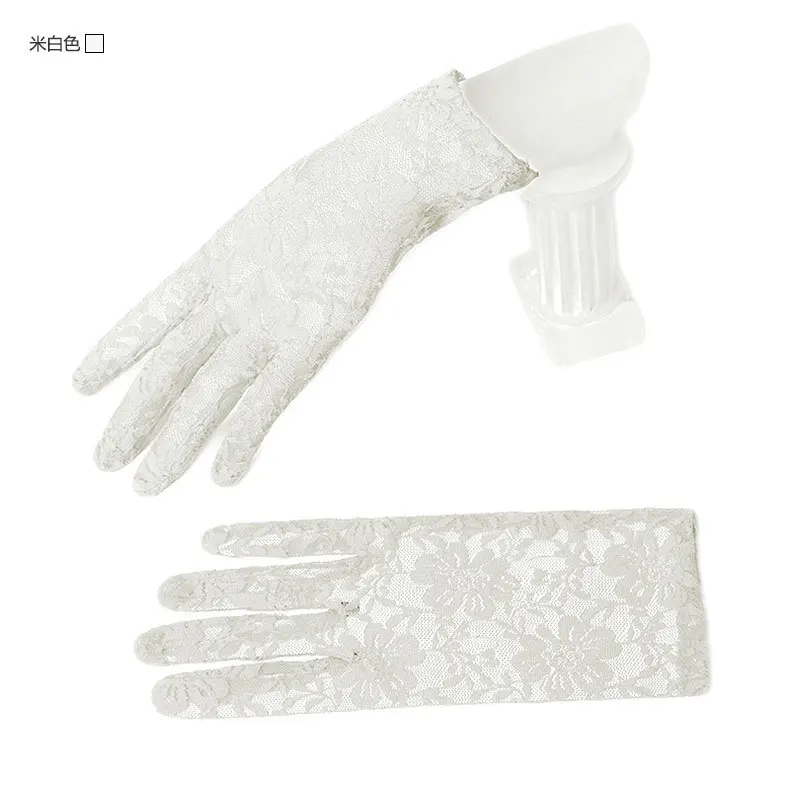 Cheap Wrist Black Red White Ivory Short Lace Bridal Gloves Wedding Accessories Party Lace Gloves in Stock