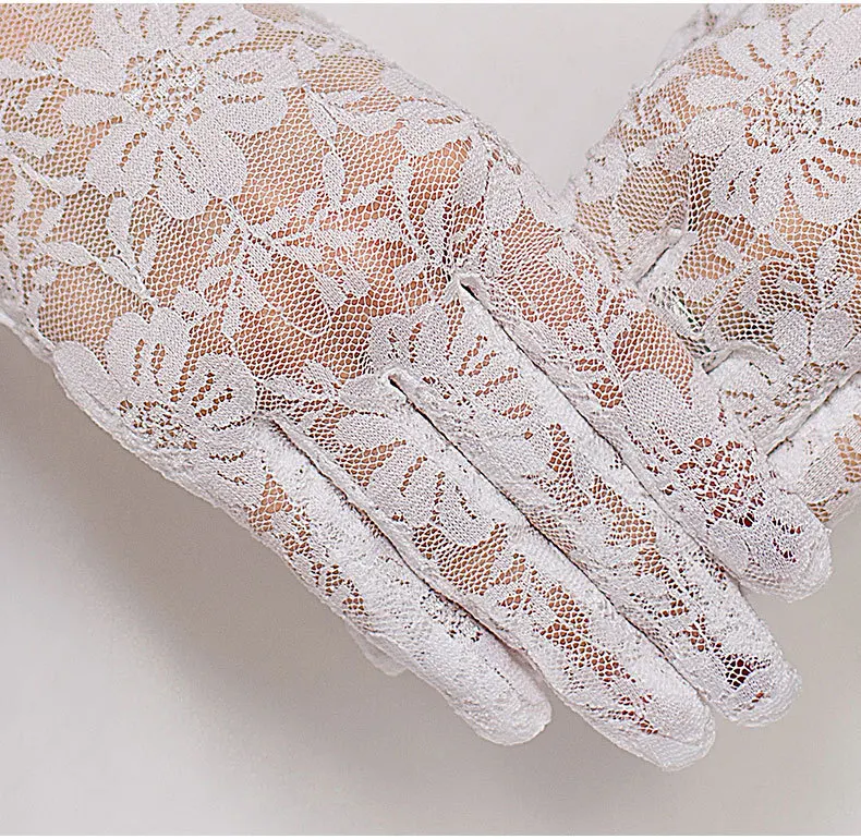 Cheap Wrist Black Red White Ivory Short Lace Bridal Gloves Wedding Accessories Party Lace Gloves in Stock