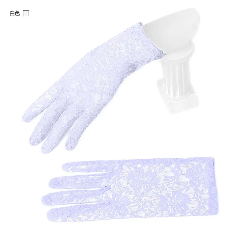 Cheap Wrist Black Red White Ivory Short Lace Bridal Gloves Wedding Accessories Party Lace Gloves in Stock