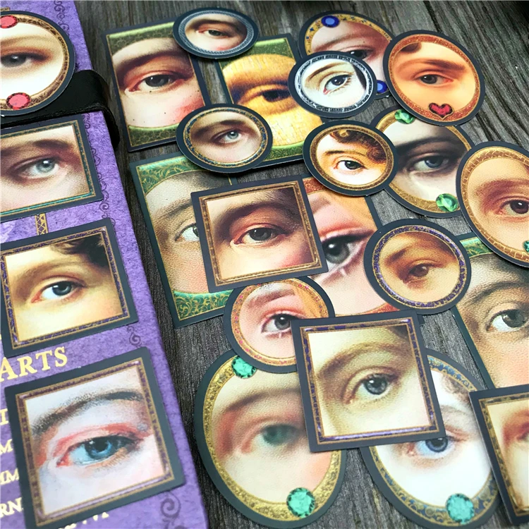 23pcs Retro Oil Painting Eyes Carving Material Stickers Decorative DIY Craft Photo Albums Junk Journal Vintage Girls Sticker