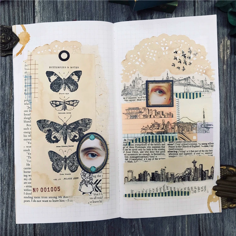 23pcs Retro Oil Painting Eyes Carving Material Stickers Decorative DIY Craft Photo Albums Junk Journal Vintage Girls Sticker