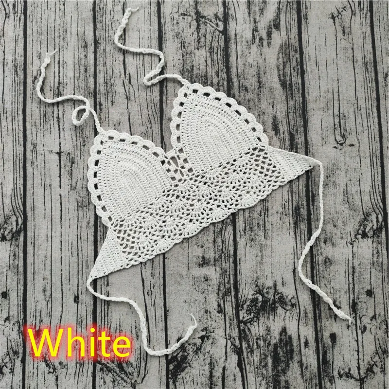 Handmade Crochet Lace Knit Bra Boho Beach Bikini Cami Tank Crop Top Halter