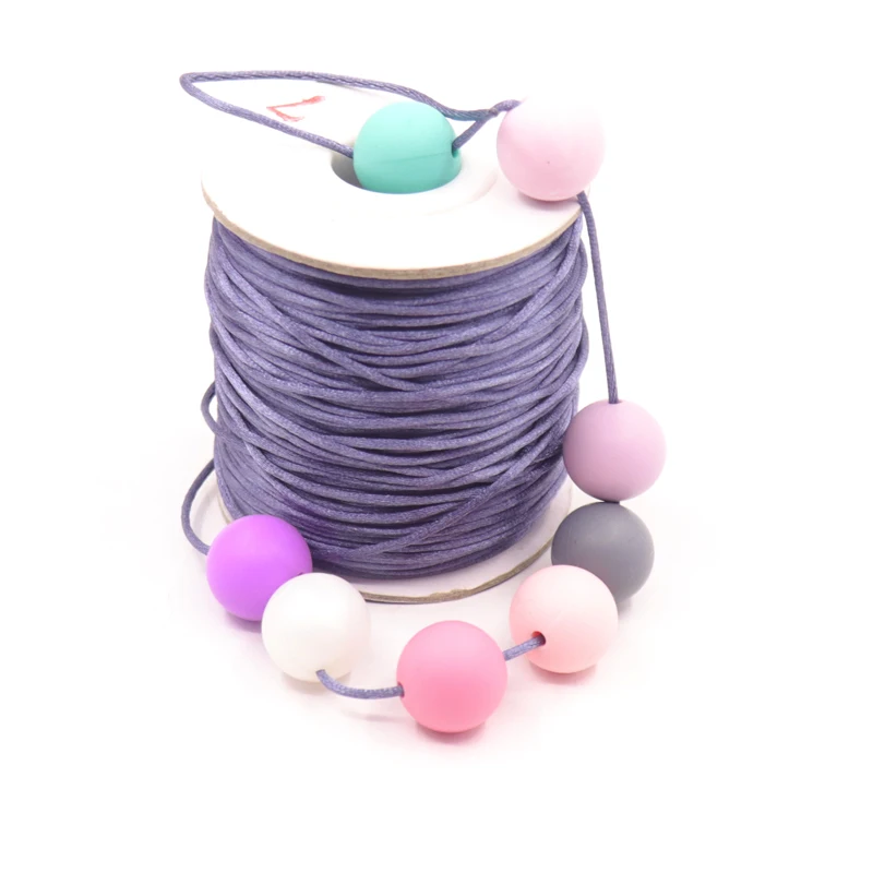 1pcs Satin Silk Rope Nylon Cord Colorful 50m Baby Teether Accessories Teething Necklace Rattail Cord DIY Tool Toys