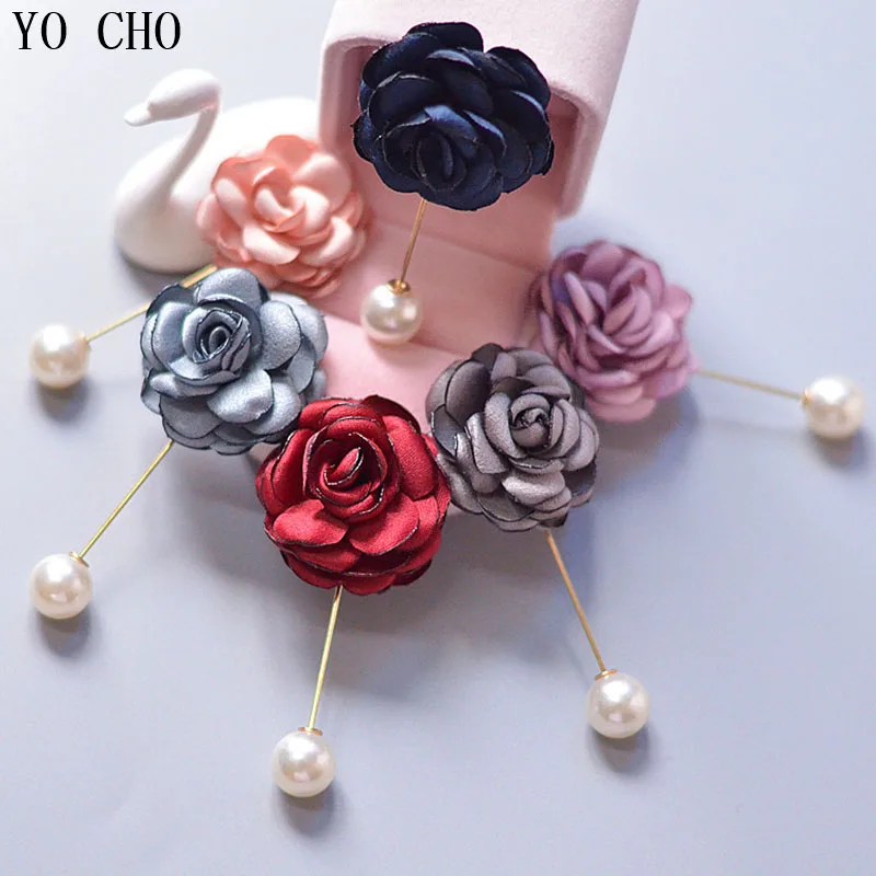 YO CHO Wrist Corsage Wedding Bracelet for Bridesmaid Burgundy Silk Wrist Corsage Bridesmaid Sisters Hand Flowers Men Boutonniere