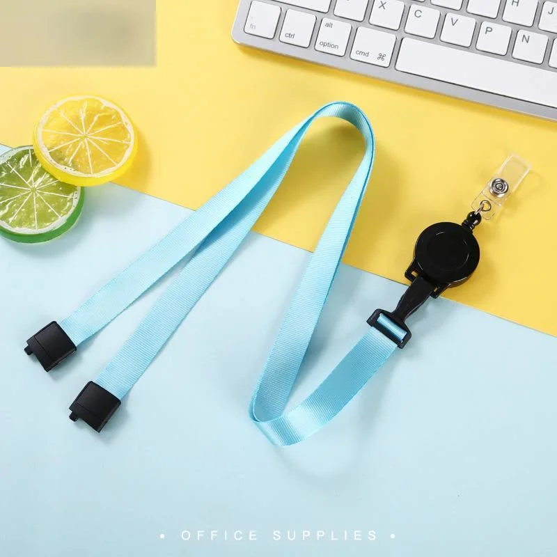 Retractable Lanyard with Badge Reel Neck Strap for ID Card Cellphone Hanging Key Employee's Staff Work Card Rope Strap Fold 46cm