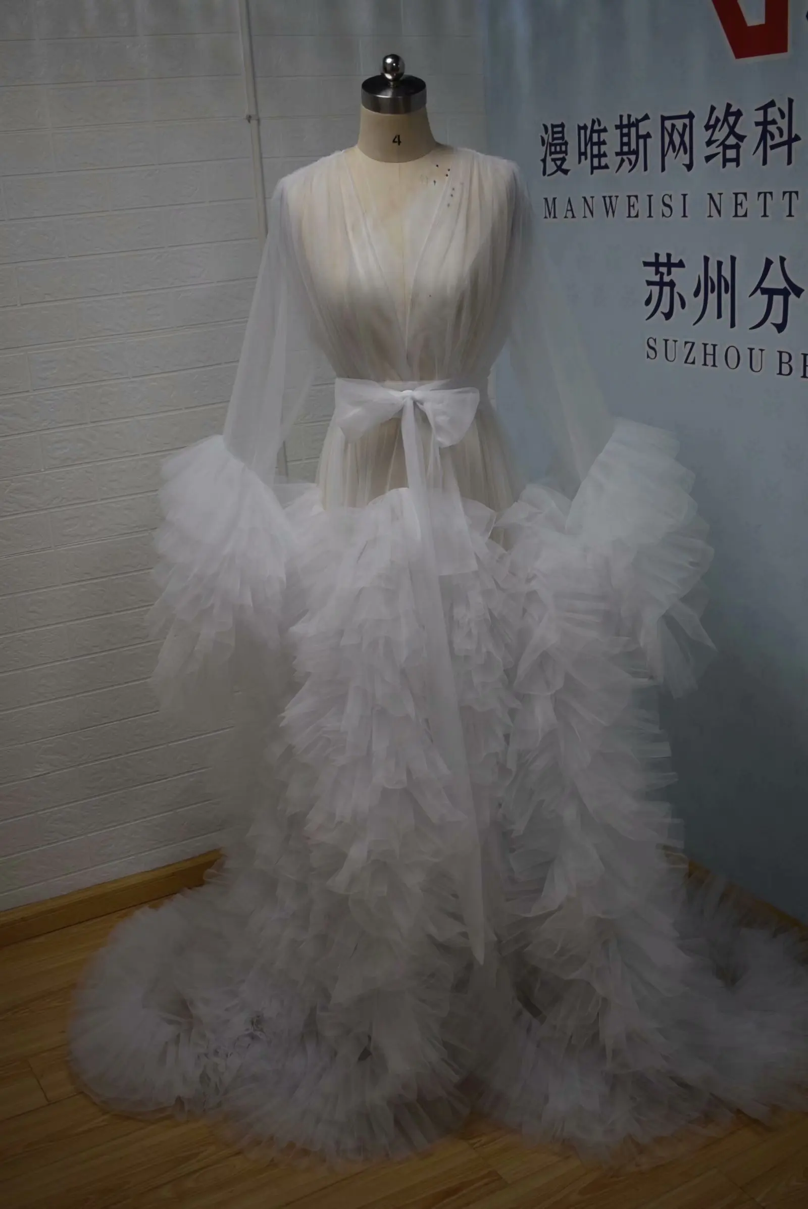 Real Images Maternity Robes Wedding Shawl Pregnant Women Sexy Tulle Bathrobe Dresses Photo Shoot Party Fluffy Baby Shower Gowns