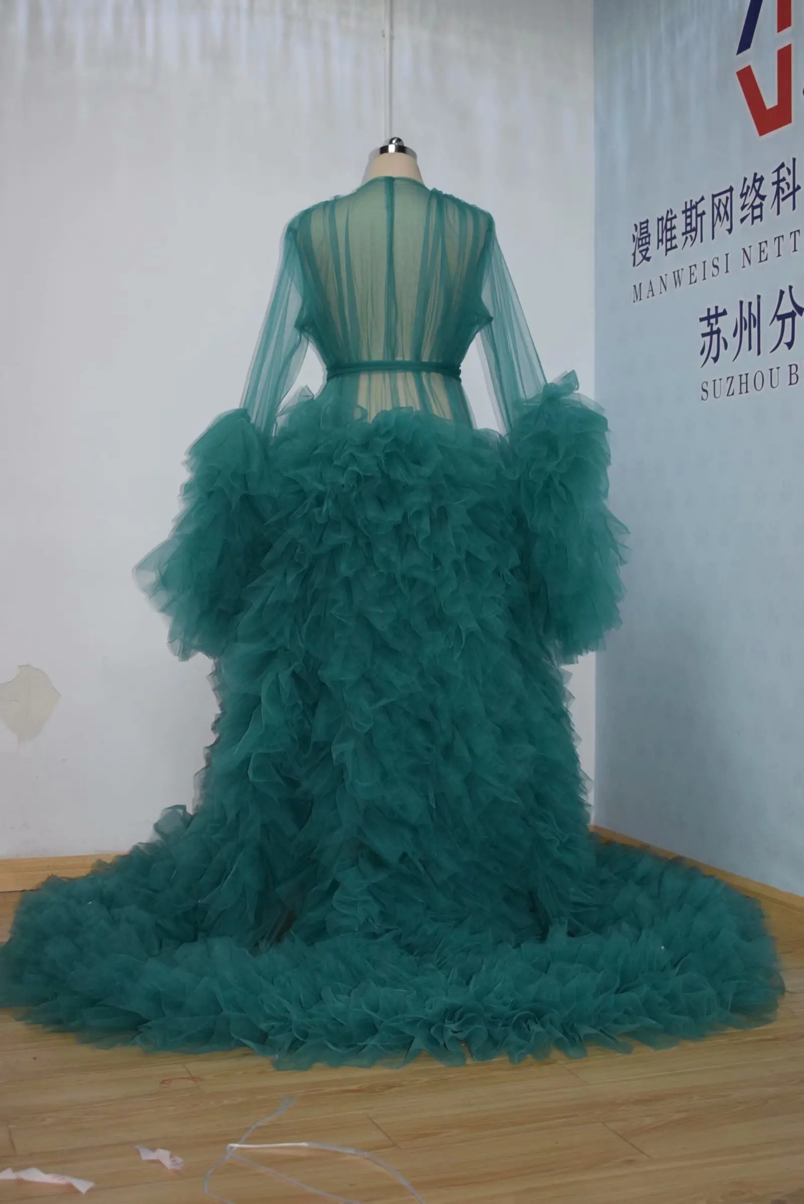 Real Images Maternity Robes Wedding Shawl Pregnant Women Sexy Tulle Bathrobe Dresses Photo Shoot Party Fluffy Baby Shower Gowns