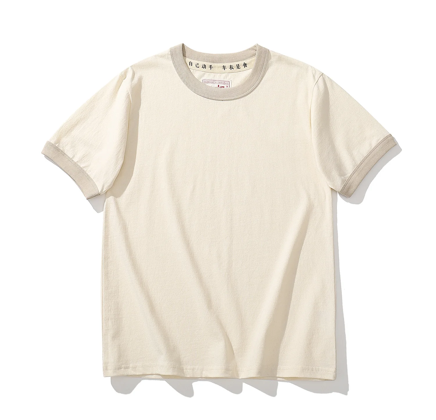 Summer New Couple Beach Tops  Fashion Casual Stitching Color Collar Tee Short Sleeve of Unisex Cotton Comfortable O-Neck T-shirt
