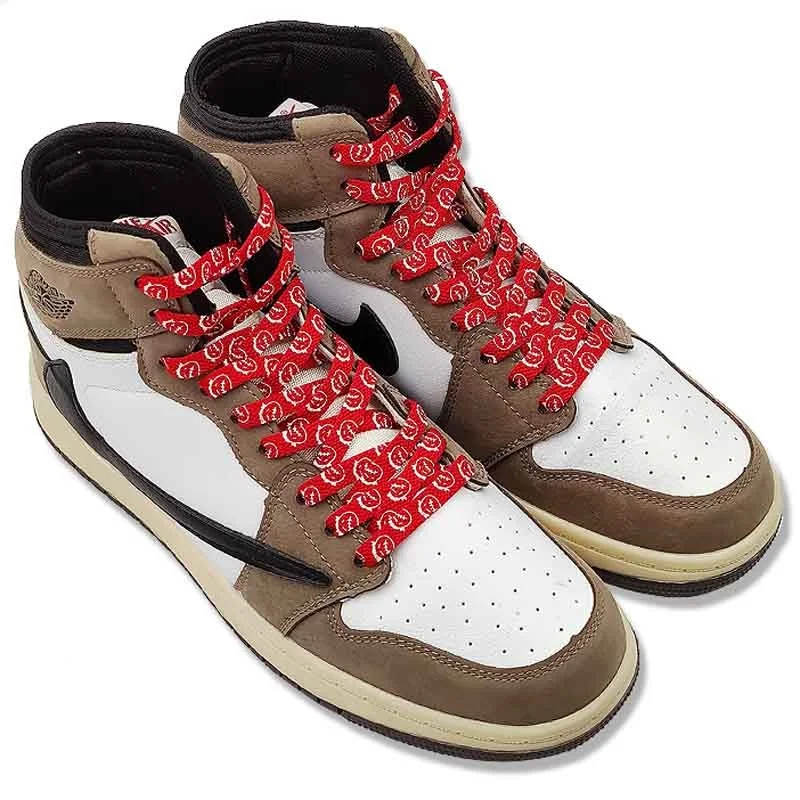 Premium Printed Travis Hip Grimace Letter Design 8mm Flat Shoelaces Shoestring Men Perfect for Jumpman 1 Airforce 11 AF Sneakers