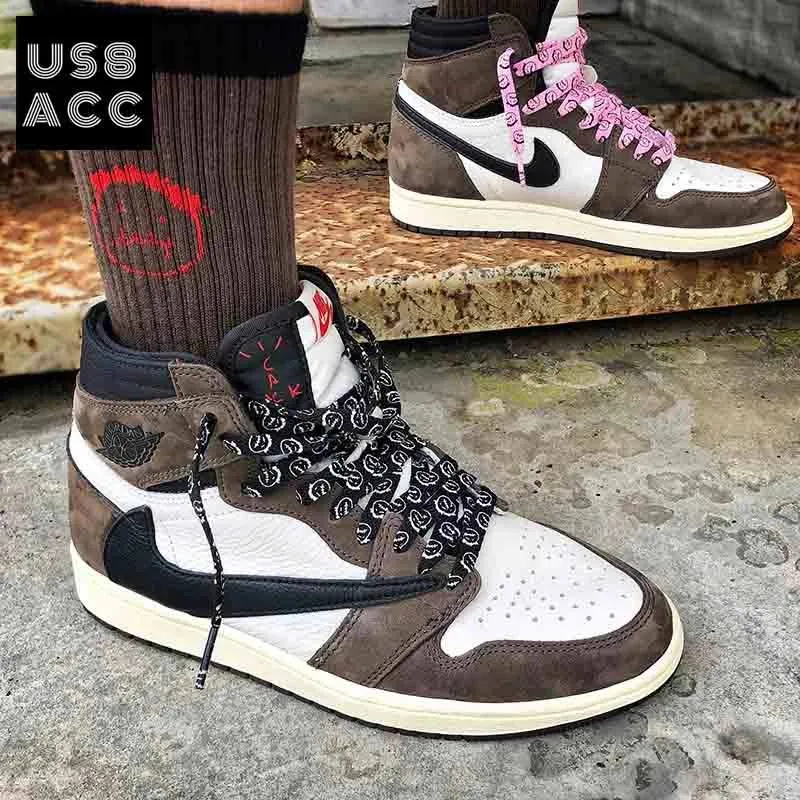 Premium Printed Travis Hip Grimace Letter Design 8mm Flat Shoelaces Shoestring Men Perfect for Jumpman 1 Airforce 11 AF Sneakers