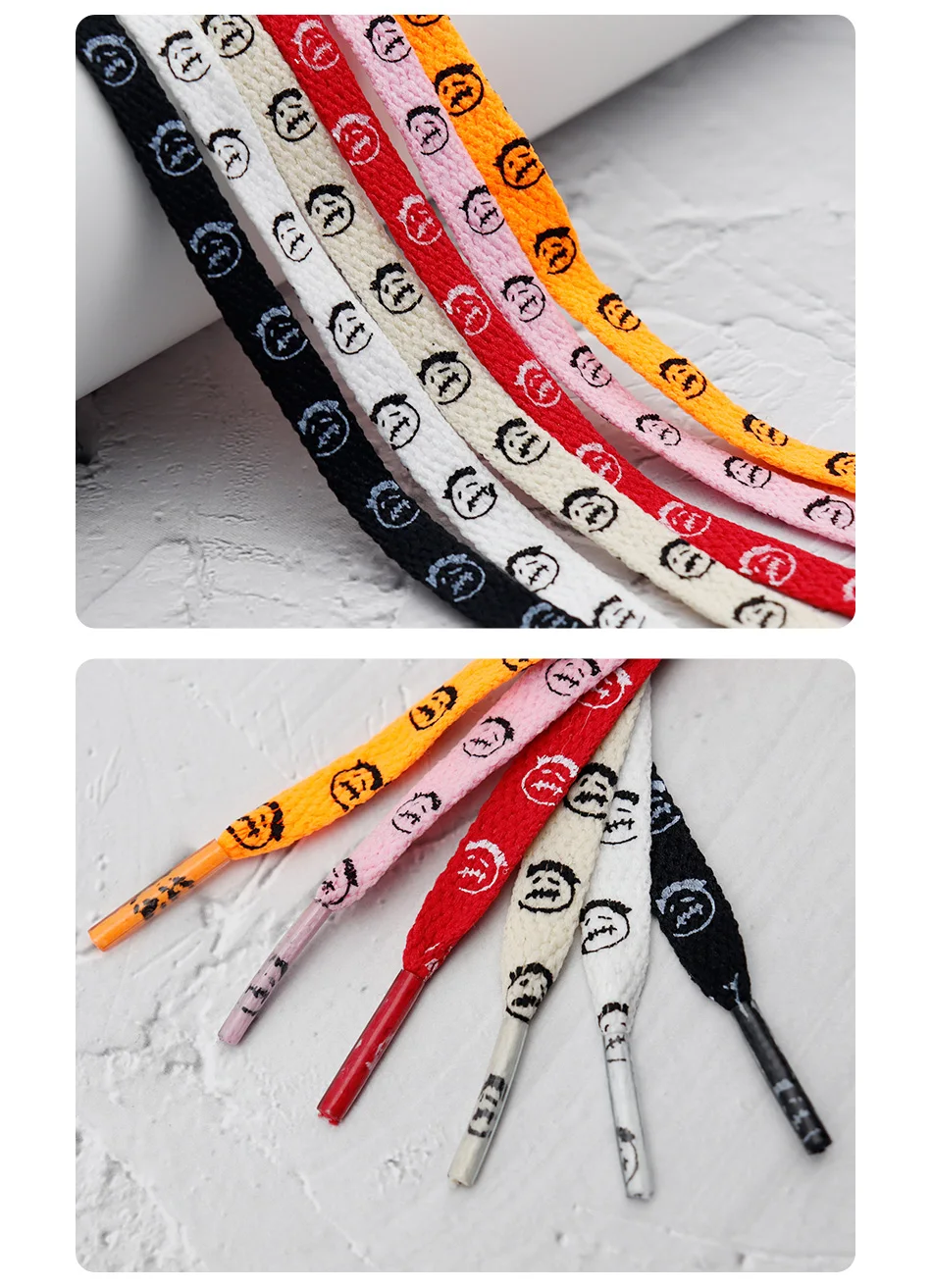 Premium Printed Travis Hip Grimace Letter Design 8mm Flat Shoelaces Shoestring Men Perfect for Jumpman 1 Airforce 11 AF Sneakers