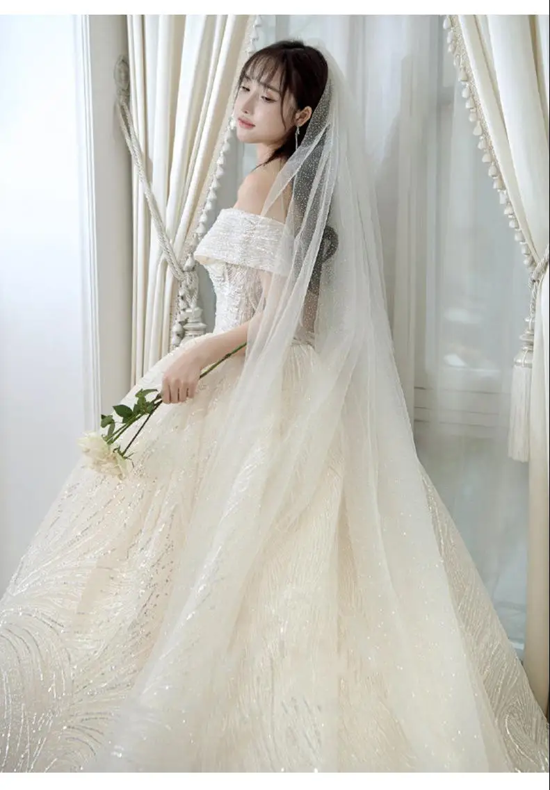 Cheap Wedding Dress Shiny Wedding Dress Classic Boat Neck Bridal Party Gown Vestido De Noiva Robe De Mariee Customized