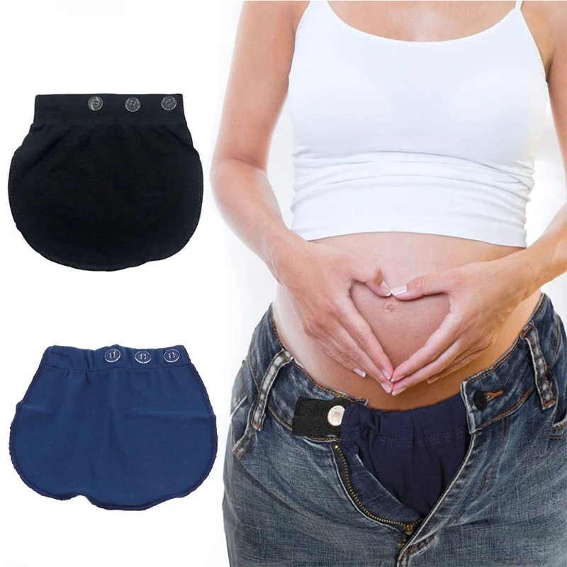 Maternity Pregnancy Waistband Belt Soft Adjustable Elastic Pants Lengthening Waist Extenders Button Mother Loose Pants Belt