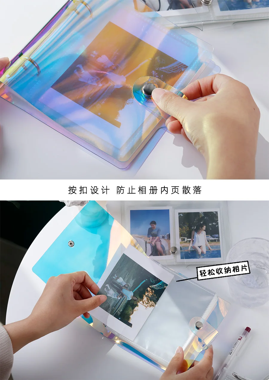 Yoofun 100/50 Pockets PVC Portable Photo Album Laser Color Album for Mini Instax & Name Card Album Photo Book Transparent