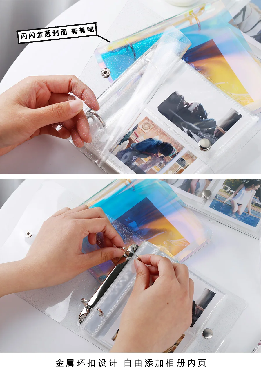 Yoofun 100/50 Pockets PVC Portable Photo Album Laser Color Album for Mini Instax & Name Card Album Photo Book Transparent