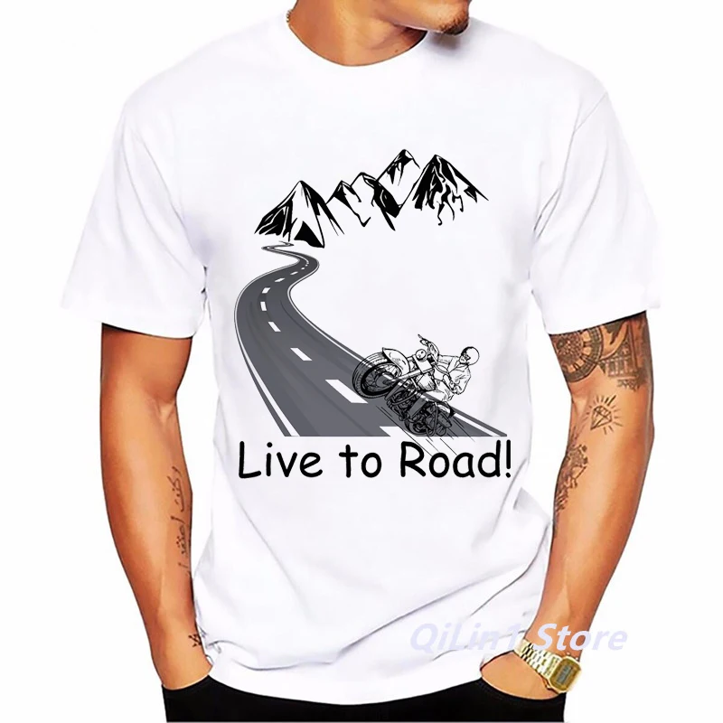 Cafe Racer Motorcycle Print Men's Vintage T Shirt Summer 2024 White Short Sleeve Casual Top 90s Cool Hip Hop Rock Tshirt Graphic