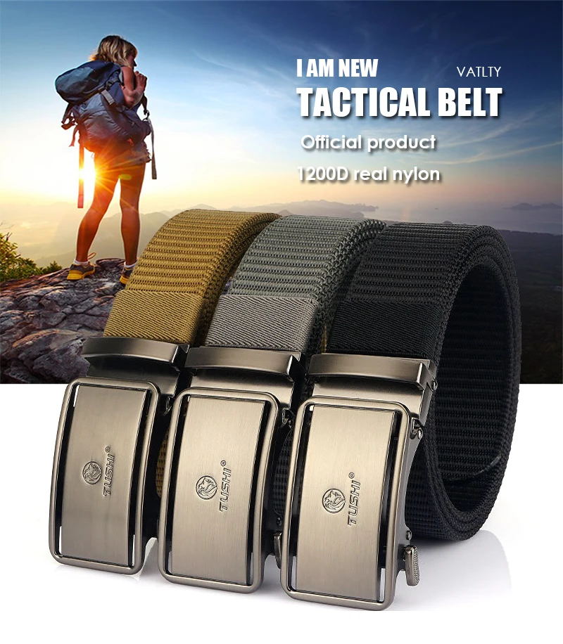 VATLTY New 3.4cm Tactical Belt for Men 1200D Tight Thick Nylon Casual Belt Alloy Automatic Buckle Tactical Outdoor Belt Male