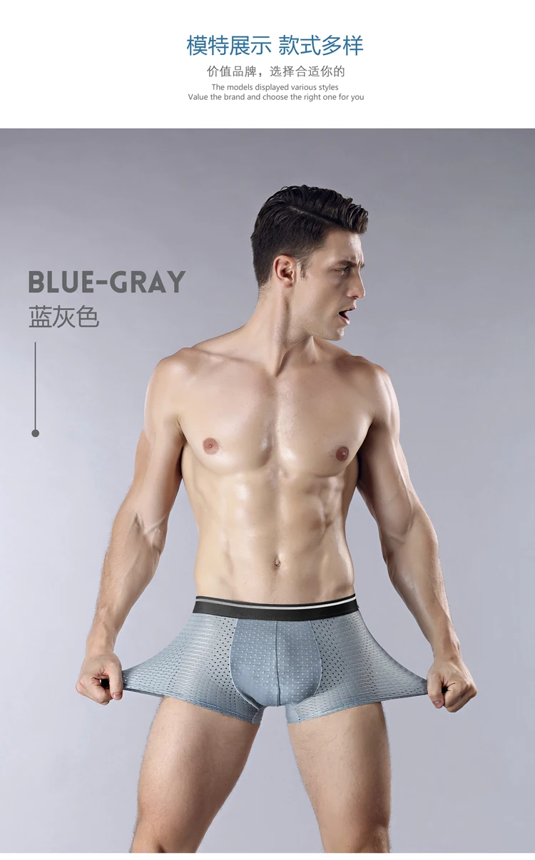 8pcs/Lot Men's Panties Ice Silk Male Underpants Breathable Summer Man Shorts Boxers Underwear Homme Bamboo Hole Large Size L-5XL