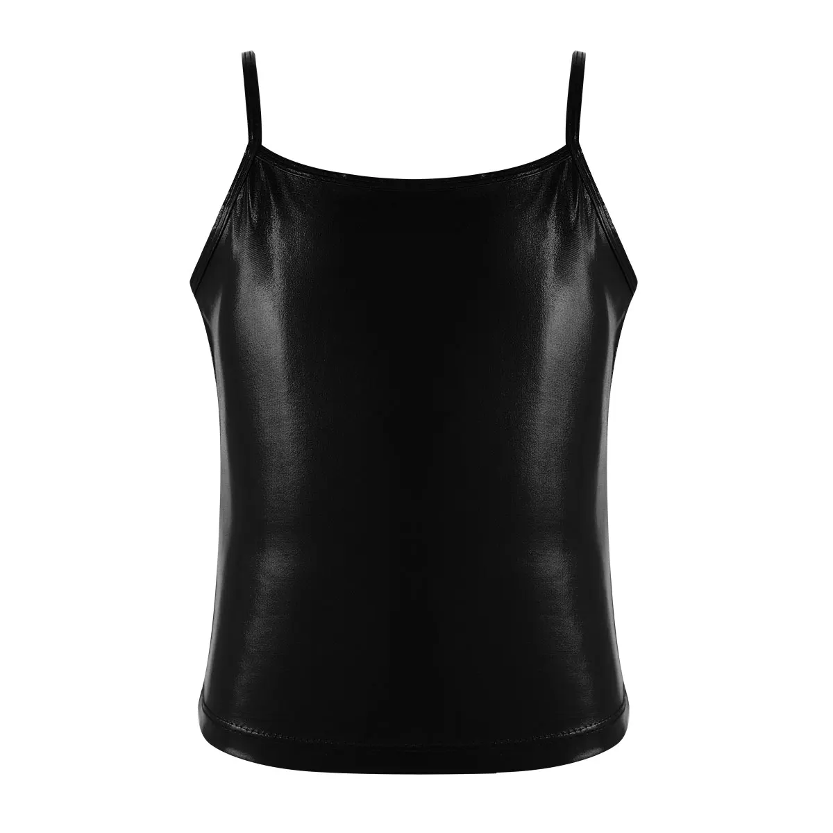 Kids Clothes Girls Shiny Metallic Camisole Tank Top Dance Costume Children Gymnastics Workout Stage Performance Clothing Tops