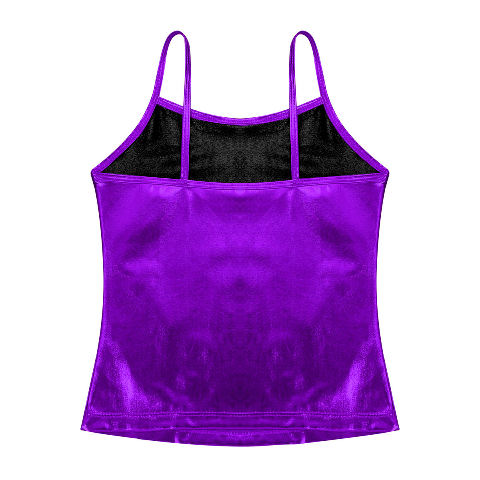 Kids Clothes Girls Shiny Metallic Camisole Tank Top Dance Costume Children Gymnastics Workout Stage Performance Clothing Tops
