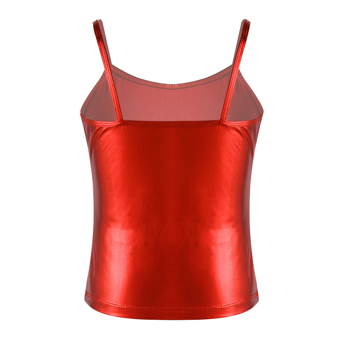 Kids Clothes Girls Shiny Metallic Camisole Tank Top Dance Costume Children Gymnastics Workout Stage Performance Clothing Tops