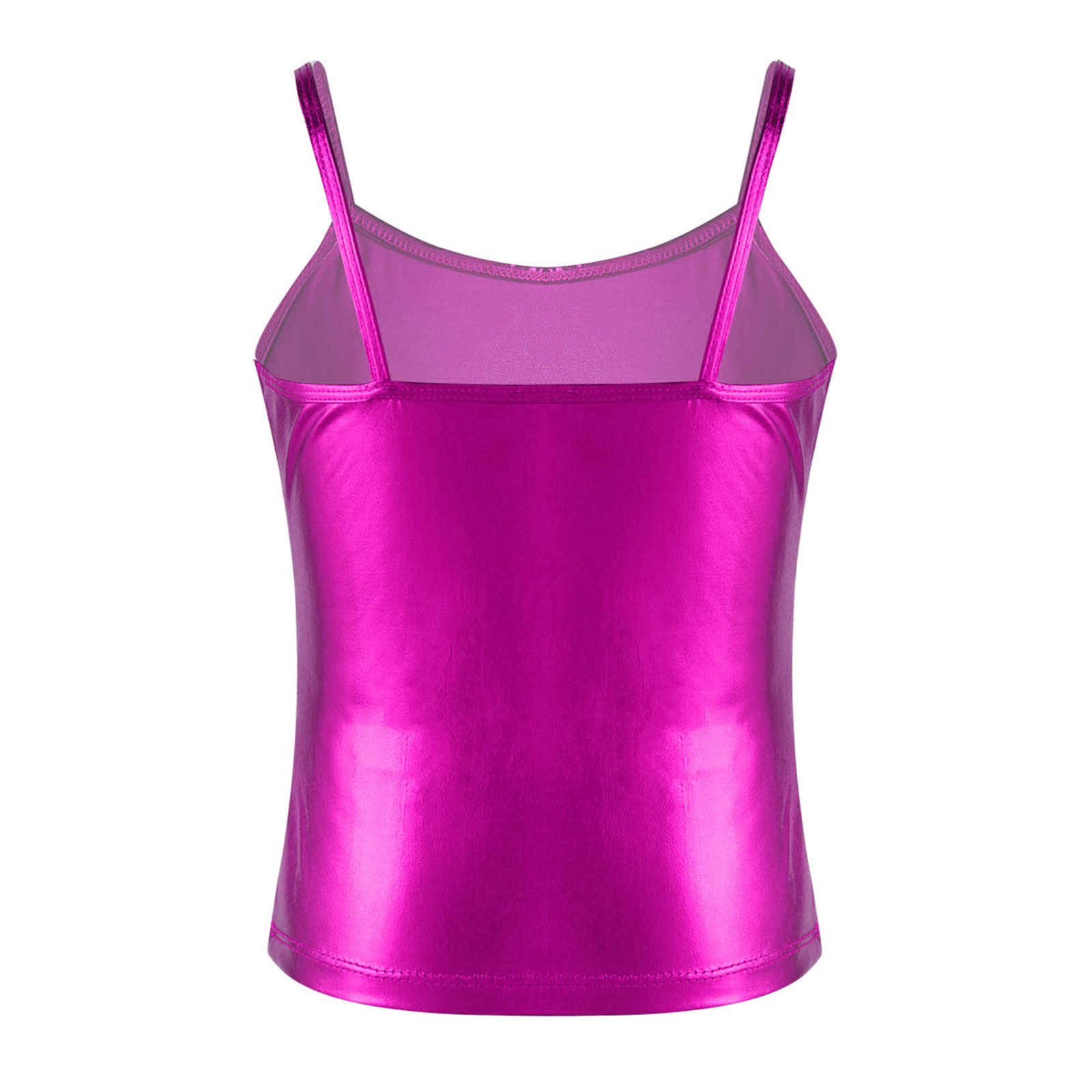 Kids Clothes Girls Shiny Metallic Camisole Tank Top Dance Costume Children Gymnastics Workout Stage Performance Clothing Tops