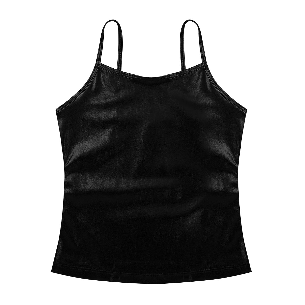Kids Clothes Girls Shiny Metallic Camisole Tank Top Dance Costume Children Gymnastics Workout Stage Performance Clothing Tops
