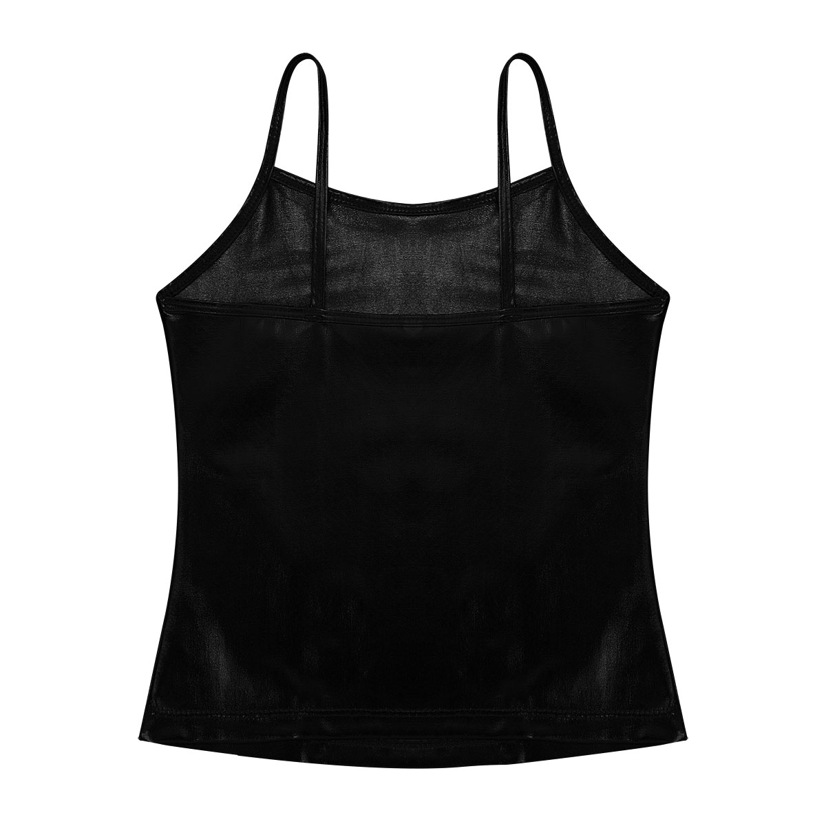 Kids Clothes Girls Shiny Metallic Camisole Tank Top Dance Costume Children Gymnastics Workout Stage Performance Clothing Tops