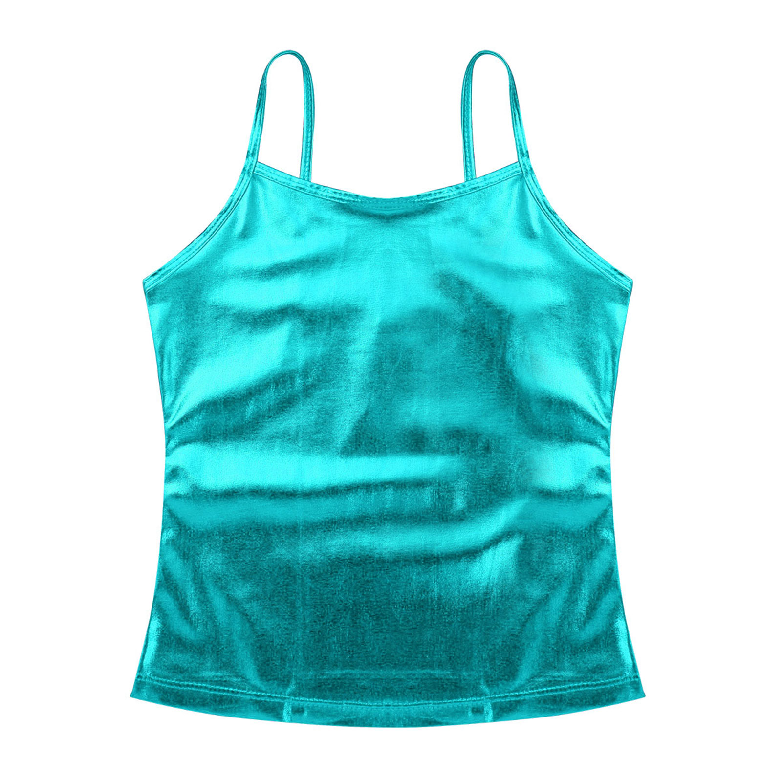 Kids Clothes Girls Shiny Metallic Camisole Tank Top Dance Costume Children Gymnastics Workout Stage Performance Clothing Tops