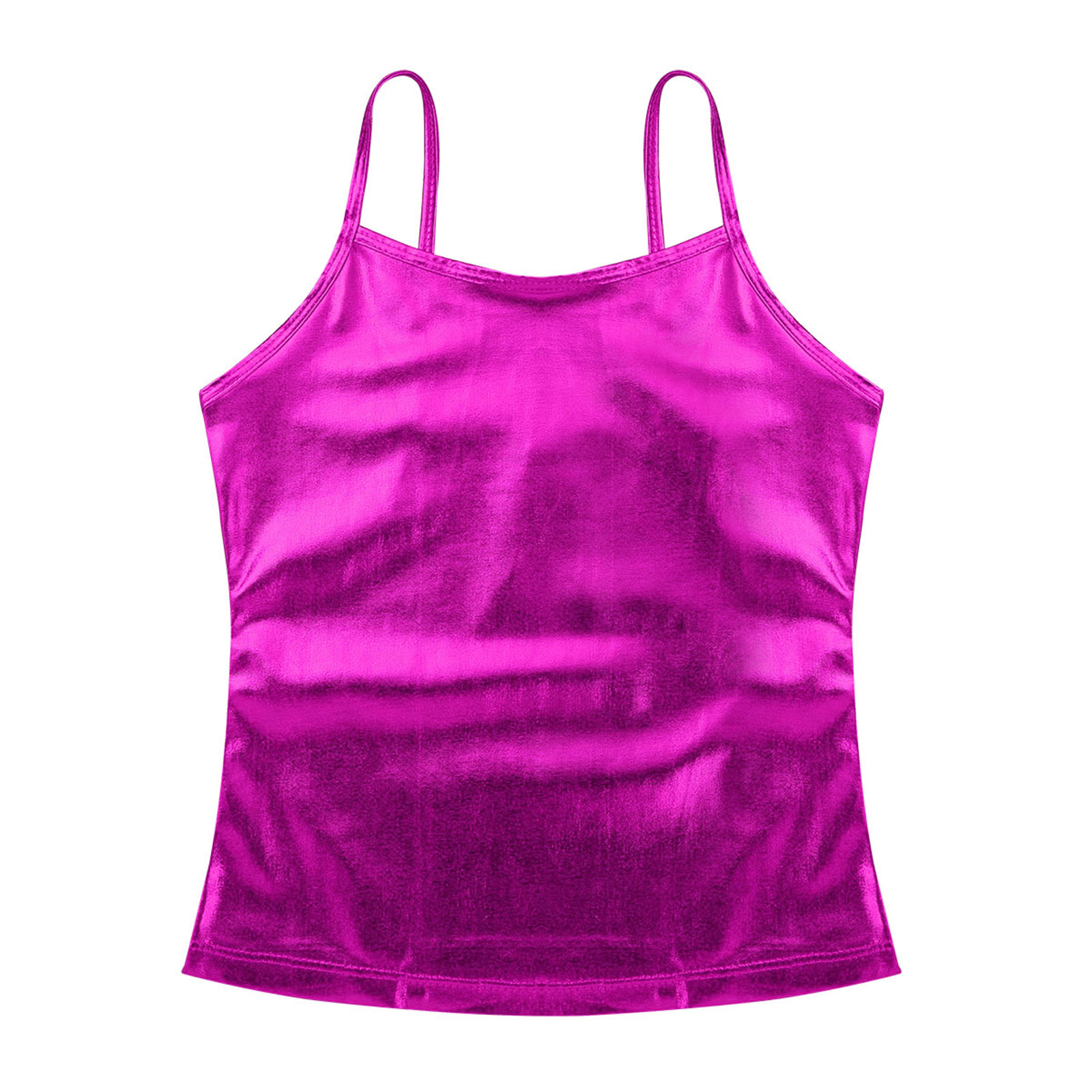 Kids Clothes Girls Shiny Metallic Camisole Tank Top Dance Costume Children Gymnastics Workout Stage Performance Clothing Tops