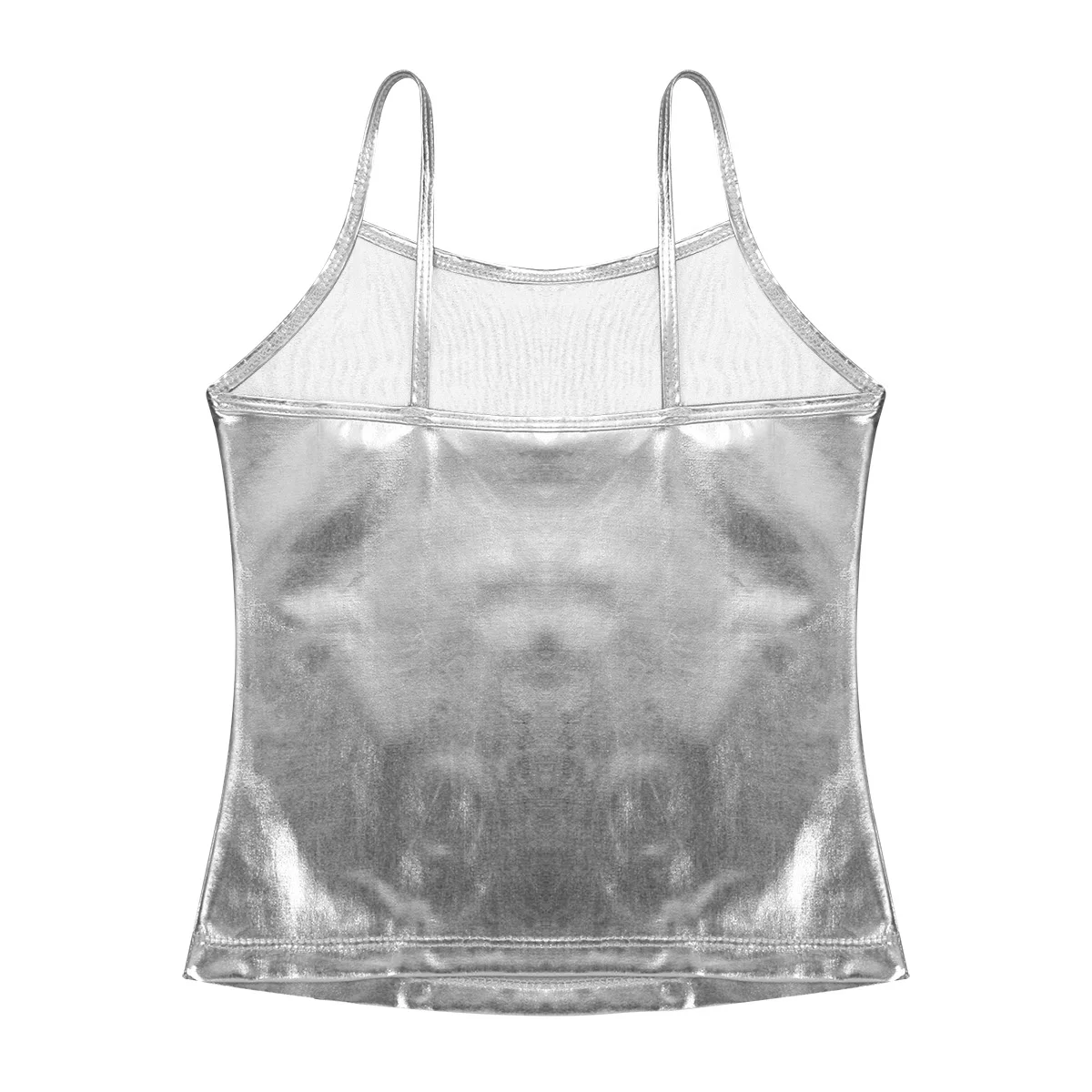 Kids Clothes Girls Shiny Metallic Camisole Tank Top Dance Costume Children Gymnastics Workout Stage Performance Clothing Tops