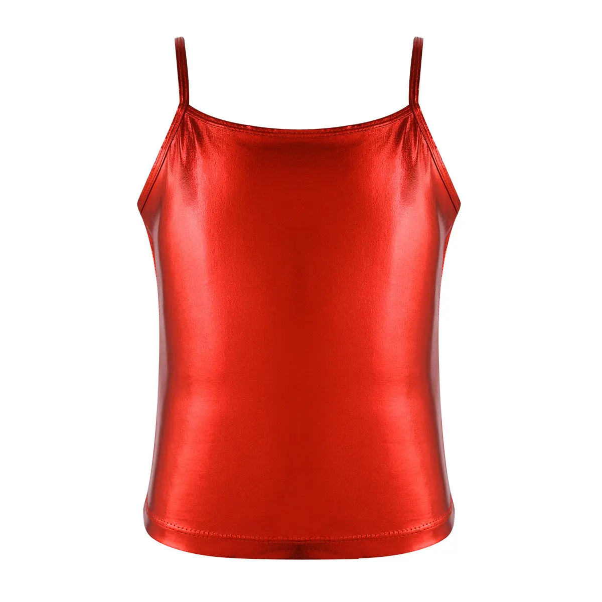Kids Clothes Girls Shiny Metallic Camisole Tank Top Dance Costume Children Gymnastics Workout Stage Performance Clothing Tops