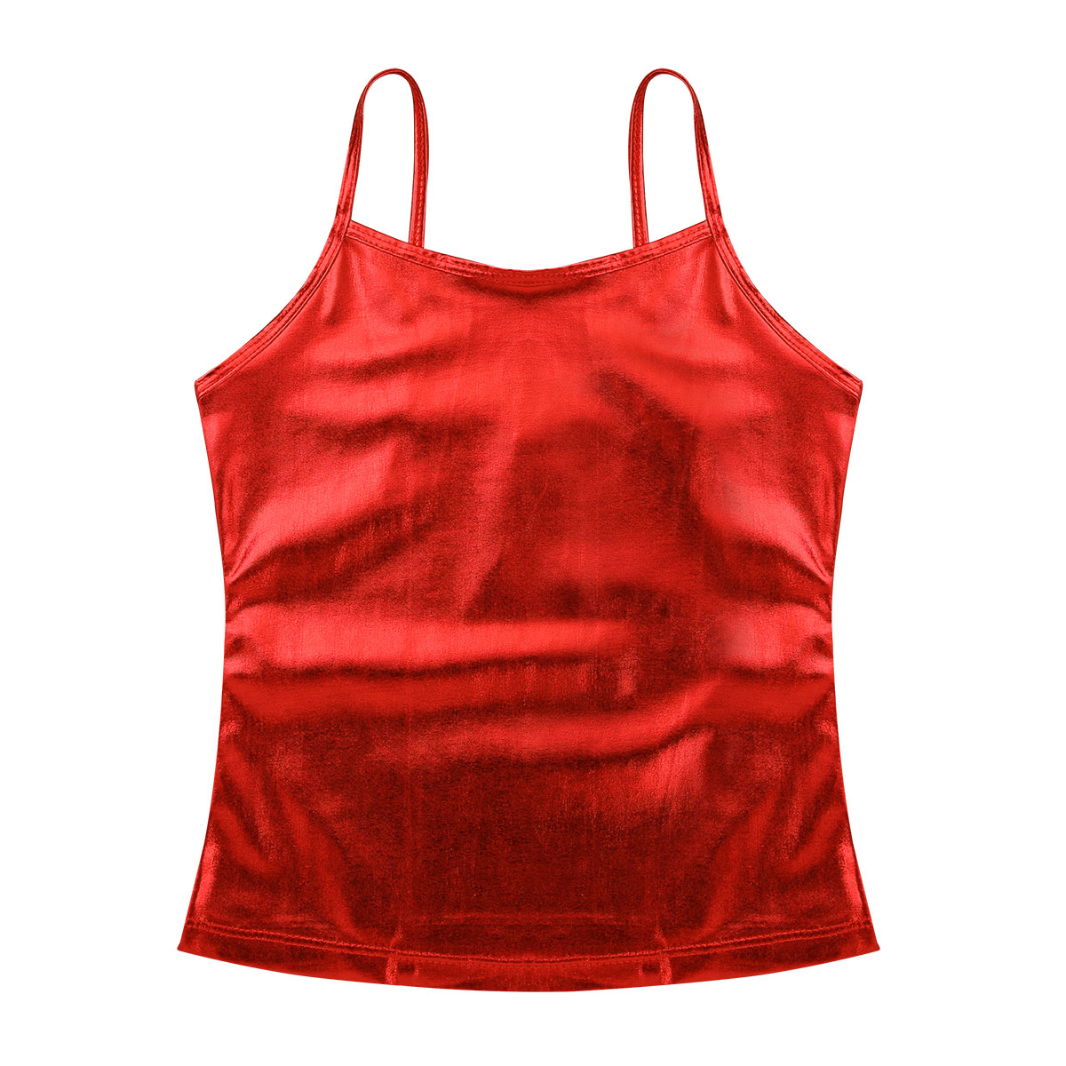 Kids Clothes Girls Shiny Metallic Camisole Tank Top Dance Costume Children Gymnastics Workout Stage Performance Clothing Tops