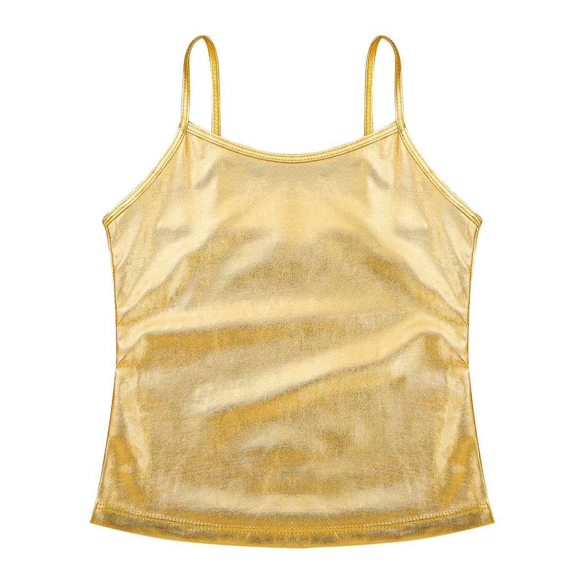 Kids Clothes Girls Shiny Metallic Camisole Tank Top Dance Costume Children Gymnastics Workout Stage Performance Clothing Tops