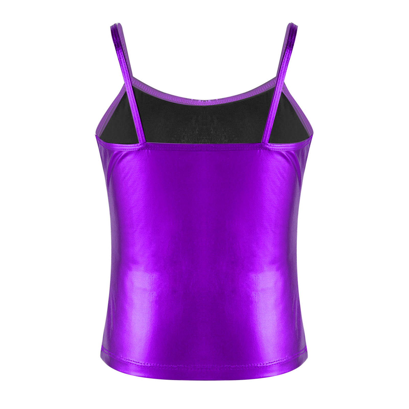 Kids Clothes Girls Shiny Metallic Camisole Tank Top Dance Costume Children Gymnastics Workout Stage Performance Clothing Tops