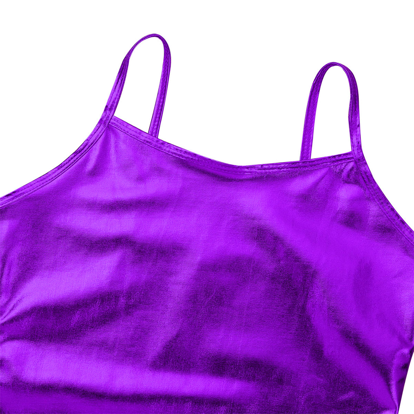 Kids Clothes Girls Shiny Metallic Camisole Tank Top Dance Costume Children Gymnastics Workout Stage Performance Clothing Tops