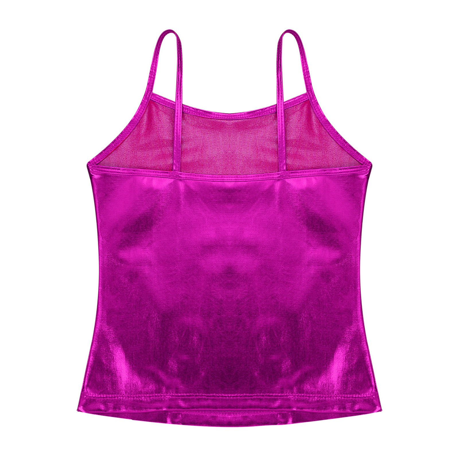 Kids Clothes Girls Shiny Metallic Camisole Tank Top Dance Costume Children Gymnastics Workout Stage Performance Clothing Tops