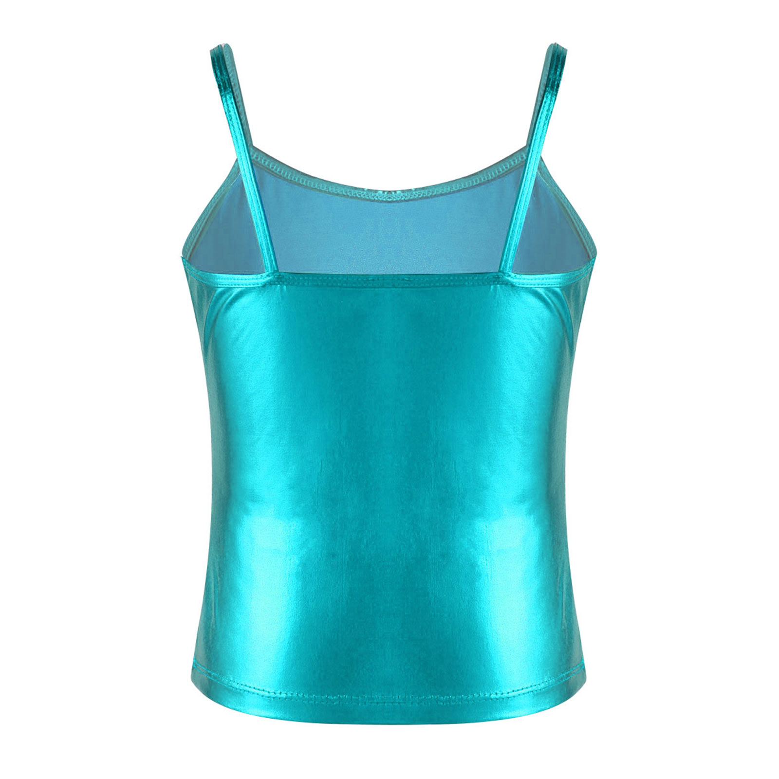 Kids Clothes Girls Shiny Metallic Camisole Tank Top Dance Costume Children Gymnastics Workout Stage Performance Clothing Tops