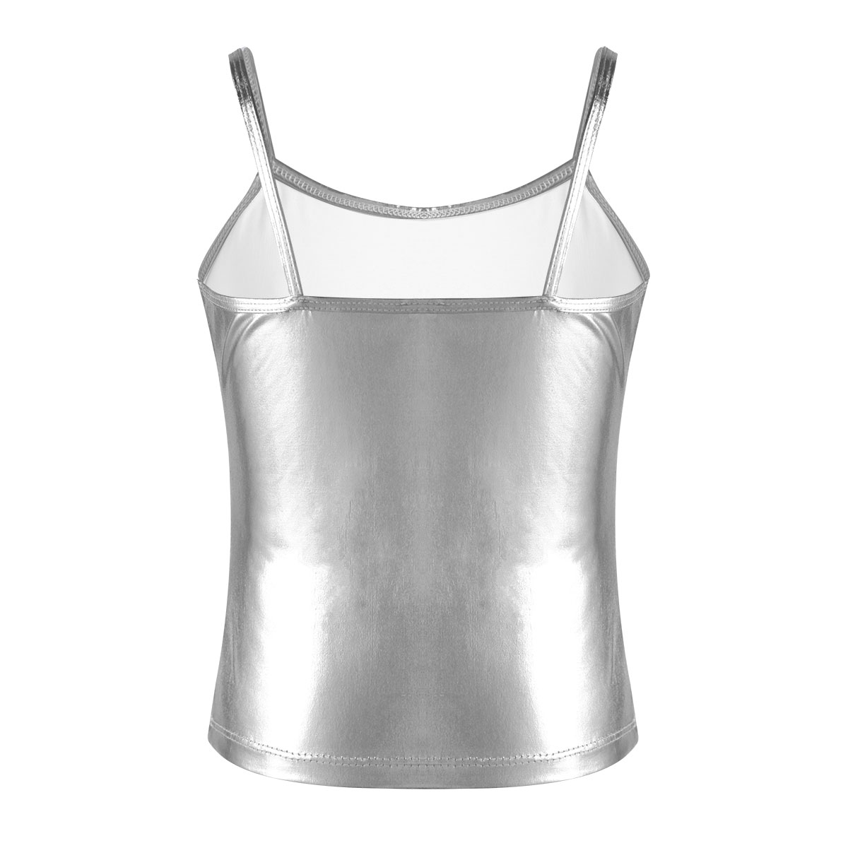 Kids Clothes Girls Shiny Metallic Camisole Tank Top Dance Costume Children Gymnastics Workout Stage Performance Clothing Tops