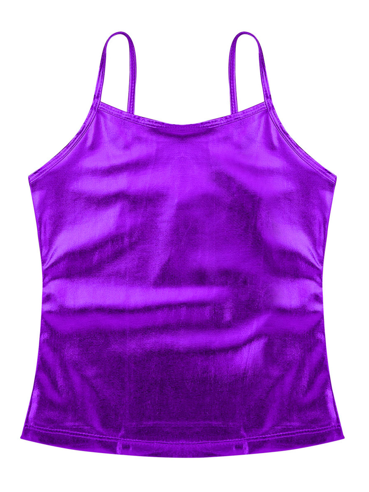 Kids Clothes Girls Shiny Metallic Camisole Tank Top Dance Costume Children Gymnastics Workout Stage Performance Clothing Tops