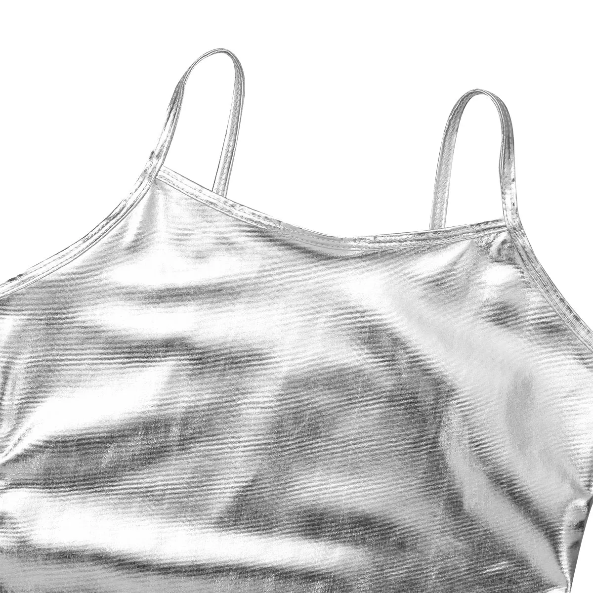 Kids Clothes Girls Shiny Metallic Camisole Tank Top Dance Costume Children Gymnastics Workout Stage Performance Clothing Tops