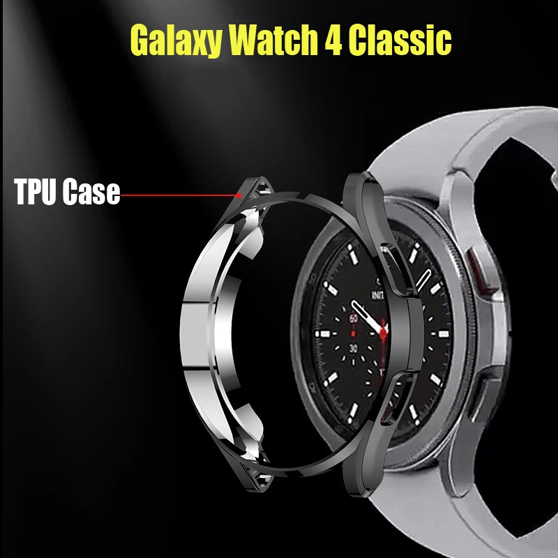 Cover for samsung Galaxy watch 4 classic 46/42mm Soft TPU Plated all-around Screen protector bumper Galaxy watch 4 44/40mm Case